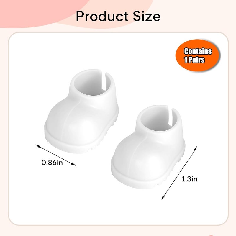 sunla Store Doll Shoes for 17cm Doll, Cute Mini Shoes Accessories for 17cm Dolls Sitting Standing Series, Silicone Doll Rain Shoes Boots(1 Pair White) - Image 3